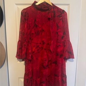 Calvin Klein Red Long Sleeve Dress